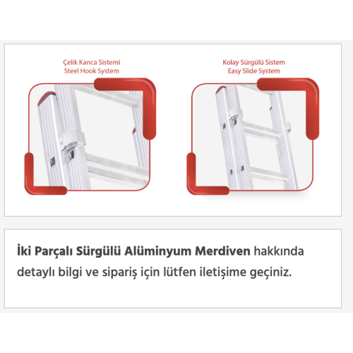 İki Parçalı Sürgülü Alüminyum Merdiven