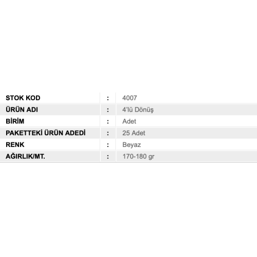 Perde Rayı Aksesuar 4'lü Dönüş